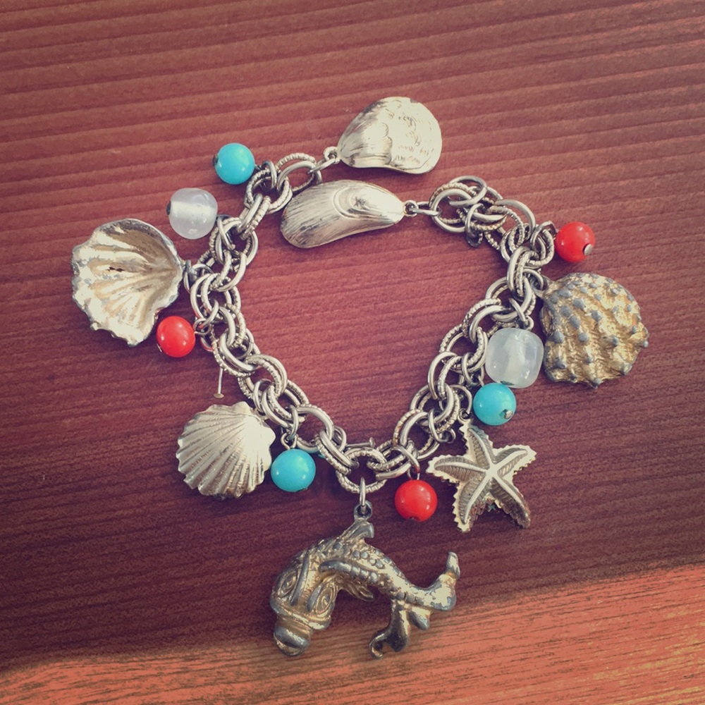 Silver sea charm bracelet